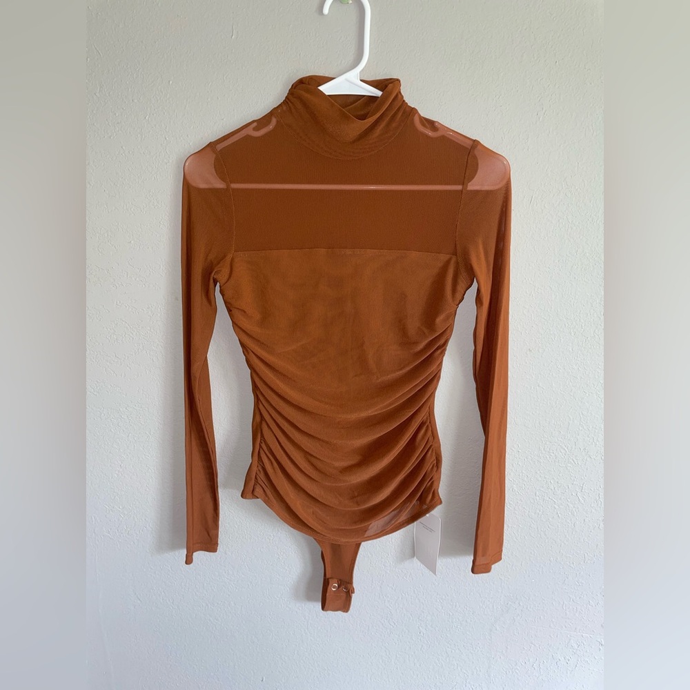 Mesh Long Sleeve blouse top Shirt bodysuit Small NWT